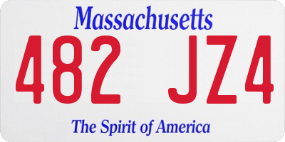 MA license plate 482JZ4