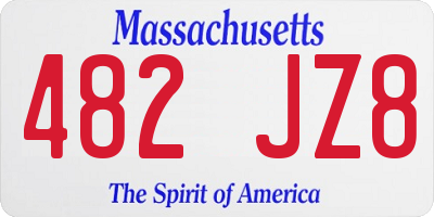 MA license plate 482JZ8