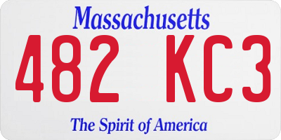 MA license plate 482KC3