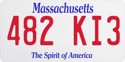 MA license plate 482KI3