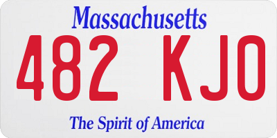 MA license plate 482KJ0