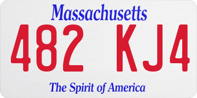 MA license plate 482KJ4