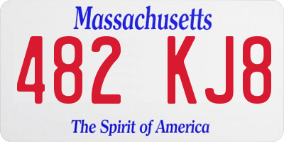 MA license plate 482KJ8