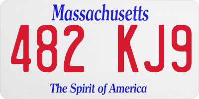MA license plate 482KJ9