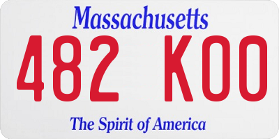 MA license plate 482KO0
