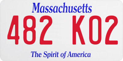 MA license plate 482KO2