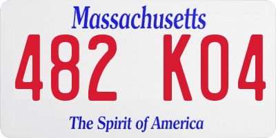 MA license plate 482KO4