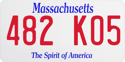 MA license plate 482KO5