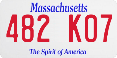 MA license plate 482KO7