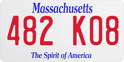 MA license plate 482KO8