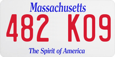 MA license plate 482KO9