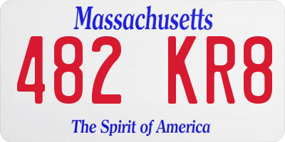 MA license plate 482KR8