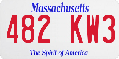 MA license plate 482KW3
