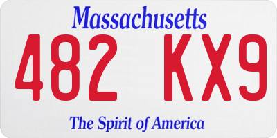 MA license plate 482KX9