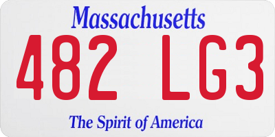 MA license plate 482LG3