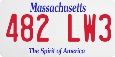 MA license plate 482LW3
