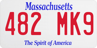 MA license plate 482MK9