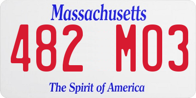 MA license plate 482MO3