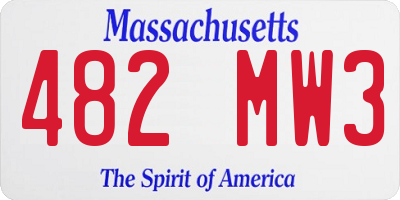 MA license plate 482MW3