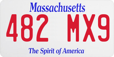 MA license plate 482MX9