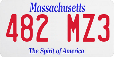 MA license plate 482MZ3