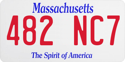 MA license plate 482NC7