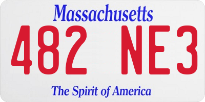 MA license plate 482NE3