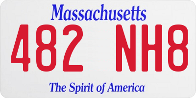 MA license plate 482NH8