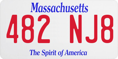 MA license plate 482NJ8