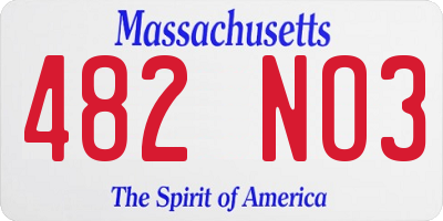 MA license plate 482NO3