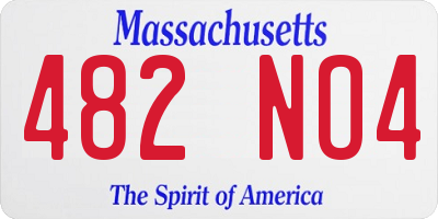 MA license plate 482NO4