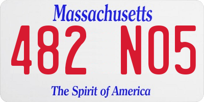 MA license plate 482NO5