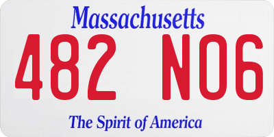 MA license plate 482NO6