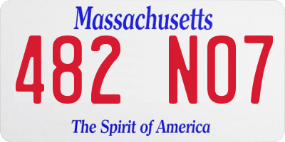 MA license plate 482NO7