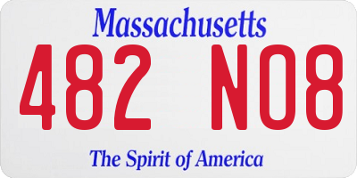 MA license plate 482NO8