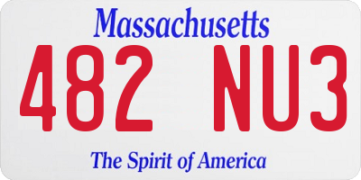 MA license plate 482NU3