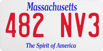 MA license plate 482NV3