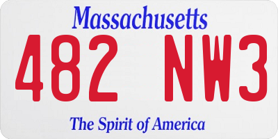 MA license plate 482NW3