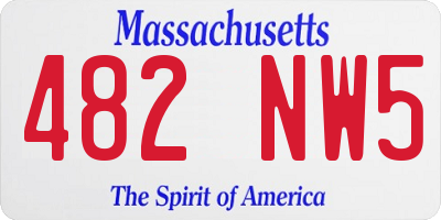 MA license plate 482NW5