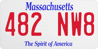 MA license plate 482NW8