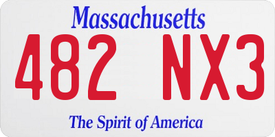 MA license plate 482NX3