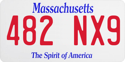 MA license plate 482NX9