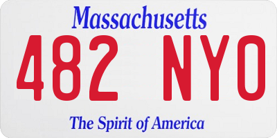 MA license plate 482NY0