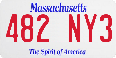 MA license plate 482NY3