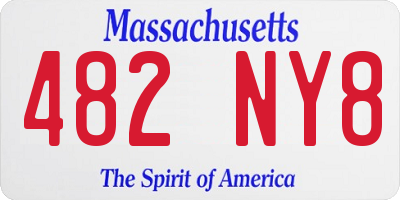 MA license plate 482NY8