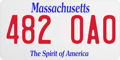 MA license plate 482OA0