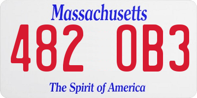 MA license plate 482OB3