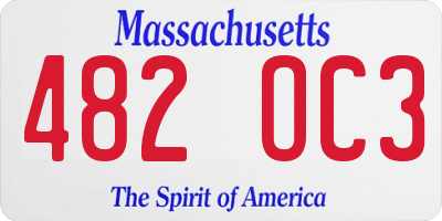 MA license plate 482OC3