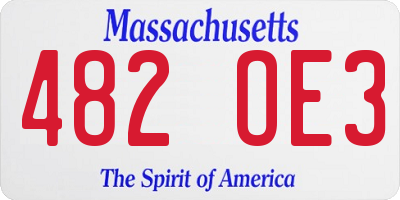 MA license plate 482OE3