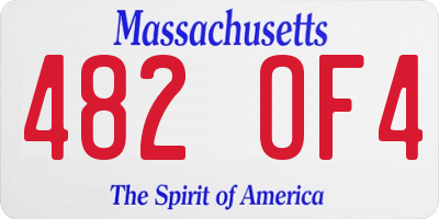 MA license plate 482OF4